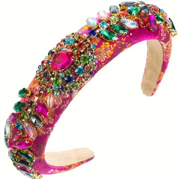 Baroque Style Wide Brimmed Headband Sparkling Rhinestone - Picture 1 of 8